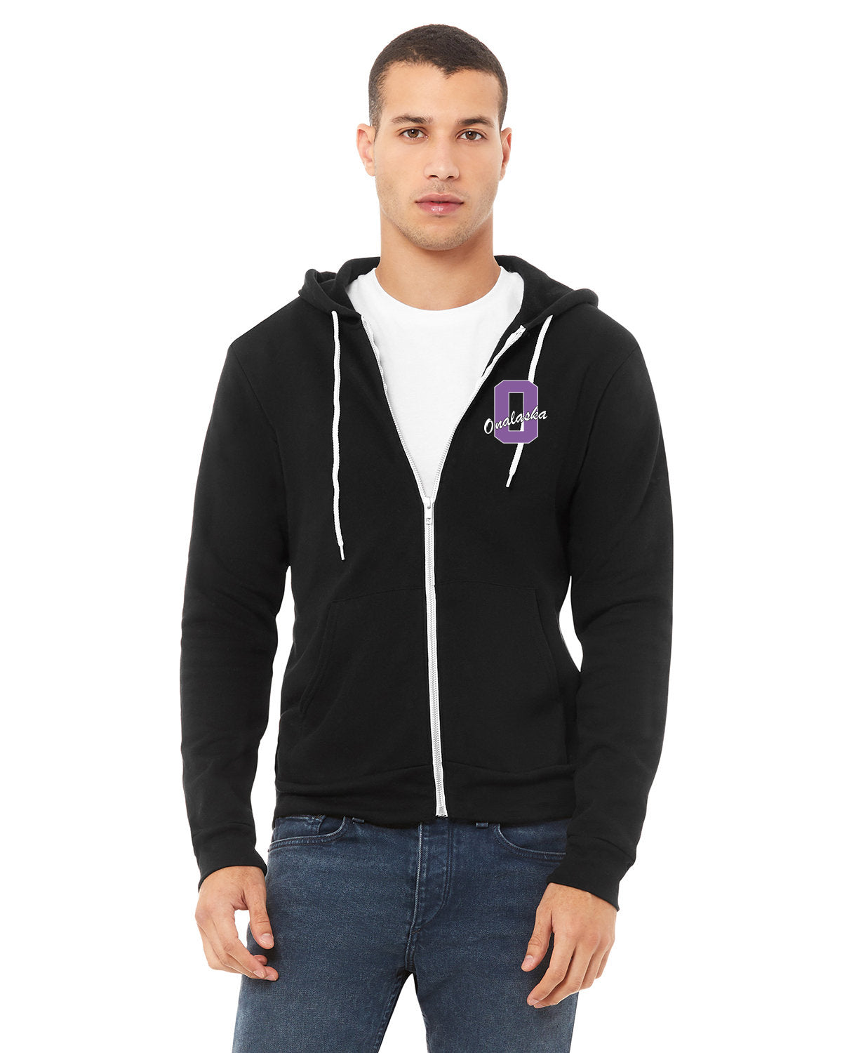 Full Zip Bella Canvas Sweatshirt-ONALASKA LOGO